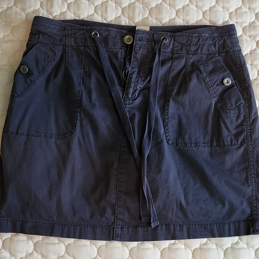 Blue Skorts - elastic waist, tie front, side/back pockets - Sz 10